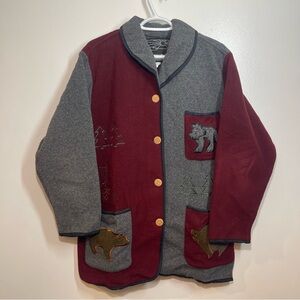 Vintage Winter Outdoors / Wildlife Themed Northern Sun Sweater - Large